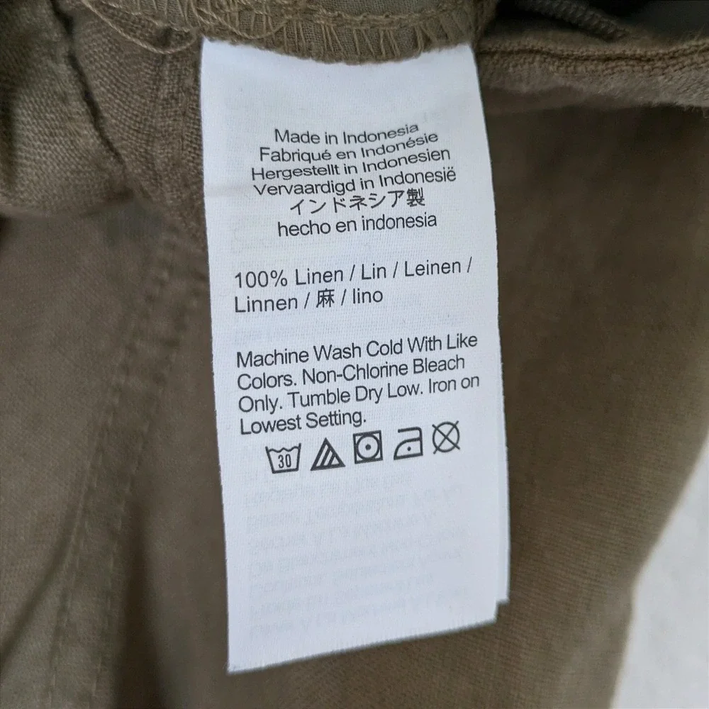 Madewell Linen Pleated Shell & Zoe Relaxed Wide Leg Pants Set Women's S/6P Olive